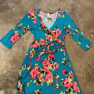 PinkBlush Floral 3/4 Sleeve Maternity Maxi Dress